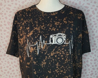 Vintage Camera Crop Top, Photographer's Crop Top, Distressed Men's Size Large Shirt, From Our Vintage Recycle Wear Collection