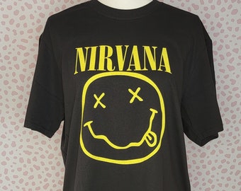 Nirvana Happy Face Band Tee with Back Print