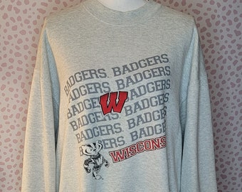 Vintage 90's Wisconsin Badgers Sweatshirt, High Quality Sweatshirt, Embroidered, Men's Size XL, From Our Vintage Recycle Wear Collection