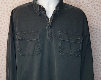 Harley Davidson Vintage Heavy Weight Half Zip Pull Over Shirt, Long Sleeve, Men's Size Large