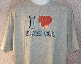 I love Florida Shirt, Glitter Style Iron On, Gildan Heavy Cotton Men's Size 2X
