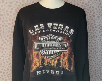 Harley Davidson Las Vegas Nevada Sweatshirt, Black Gildan Heavy Blend Sweatshirt, Men's Size XL, Las Vegas Harley Davidson