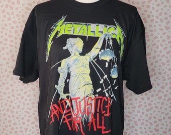 Vintage Metallica ...And Justice for All, Hammer of Justice Crushes You Vintage Band Tee, Back Print, Gildan Heavy Cotton, Men's Size