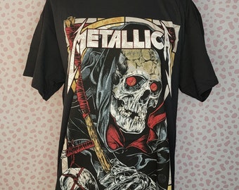 Metallica Death Reaper Vintage Style Band Tee, Gildan Heavy Cotton Concert Tee by Rock Off