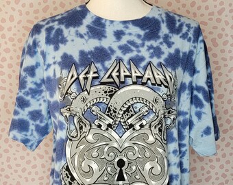 Def Leppard Love Bites Blue Tie Dye Tee, Super Soft Quality Band Tee, Men's Size, by Rock Off