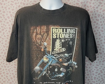 Vintage 90's Rolling Stones Harley Davidson Tee, Voodoo Lounge, Distressed, Men's Size 2X, a state of mind!