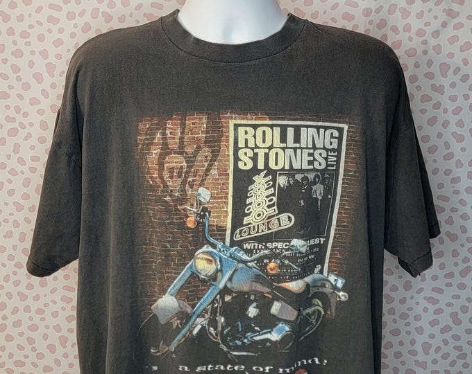 Featured listing image: Vintage 90's Rolling Stones Harley Davidson Tee, Voodoo Lounge, Distressed, Men's Size 2X, a state of mind!