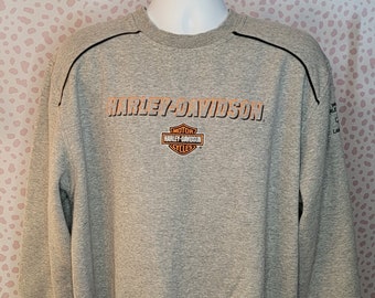 Harley Davidson Vintage Embroidered Sweatshirt, ProTeam Harley Davidson, Lawton, OK, Men's Size Large, High Quality