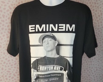 Eminem Arrest Tee, Slim Shady Mug Shot Tee, Men's Size High Quality Tee By Rock Off