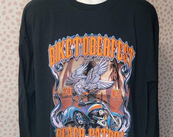 Vintage Biketoberfest Long Sleeve T-Shirt: 2006 Beach Patrol Harley Davidson, Men's XL