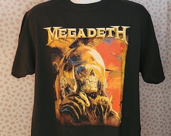 Megadeth Fighter Band Tee, Black Concert T-shirt, Men's Size High Quality Band Tee, by Rock Off