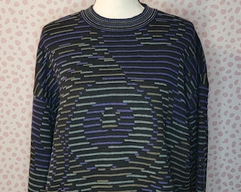 Jhane Barnes Vintage Sweater, Knitted Abstract Art Sweater, High Quality, Grandpa Sweater, Oversize Fit