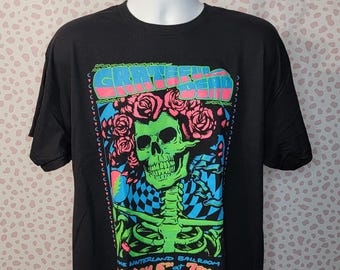 Grateful Dead Bertha Blacklight Vintage Style Band Tee in Black, Winterland Ball Room, Men's Size