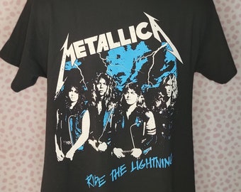 Metallica Ride The Lightning Vintage Style Band Tee, Gildan Heavy Cotton Concert T-shirt by Rock Off