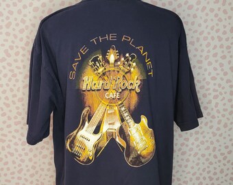 Hard Rock Cafe Rome Save the Planet, Navy Blue Men's Size Large, From Our Vintage Recycle Wear Collection