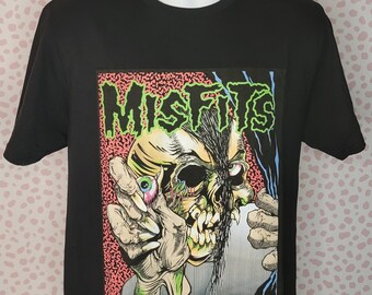 Misfits Punk Rock Pushead Black Softstyle Band Tee, Men's Size, Punk Rock Music Shirt
