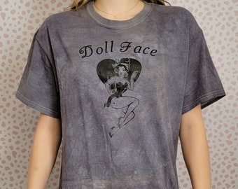 Doll Face Pin Up Girl Graphic Tee in Men's Size, Only a few in stock!