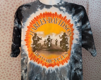 Vintage Harley Davidson Tie Dye T-Shirt, Barnett Harley Davidson, El Paso Texas, Men's Size Large