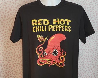 Red Hot Chili Peppers Fire Squid Music Band Tee, High Quality Men's Size Band T-Shirt by Rock Off