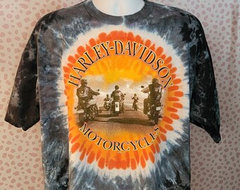 Vintage Harley Davidson Tie Dye T-Shirt, Skagit Harley Davidson, Burlington, WA, Men's Size Large