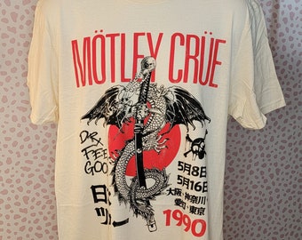 Motley Crue Dr. Feelgood 1990 Japan Tour Vintage Style Band Tee in Men's Size Gildan Softstyle Concert Tee by Rock Off