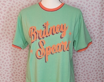 Britney Spears Retro Ringer Tee, Green, Orange & Maroon, Men's Size