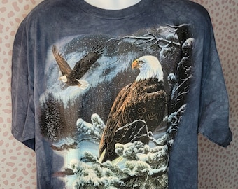Vintage 1999 Eagle The Mountain Tee, NWT, Men's Size XL, Dip Dyed, Vintage Nature Tee, From Our Vintage Recycle Wear Collection