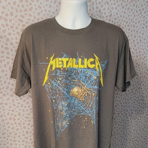 Metallica Spiderweb Vintage Style Band Tee, Faded Gray Concert Tee, Men’s Size High Quality T-Shirt by MerchTraffic