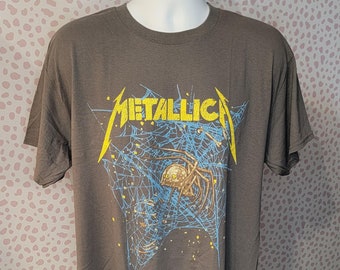 Metallica Spiderweb Vintage Style Band Tee, Faded Gray Concert Tee, Men’s Size High Quality T-Shirt by MerchTraffic