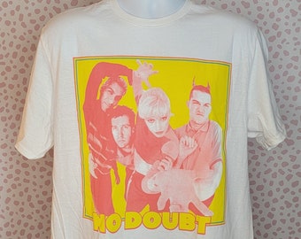 No Doubt Vintage Style Band Tee, Yellow Photo, White Men's Size Tee, by Rock Off