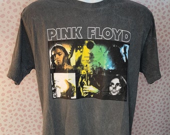 Pink Floyd Dark Side of the Moon Dip Dyed Tee, Poster Collage, Men's Size High Quality Tee by Rock Off