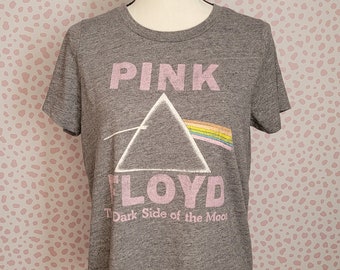 Pink Floyd Dark Side of the Moon Tee, Light Heather Gray, Super Soft, Women's Size Large, From Our Vintage Recycle Wear Collection