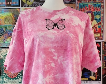 Butterfly Pink Tie Dye Tee, Men's Size XL