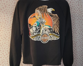 1991 Vintage Harley Davidson Sweatshirt, Racine, Wisconsin R&B HD, Black Sweatshirt, Men's Size 2X R.K. Stratman American Heritage