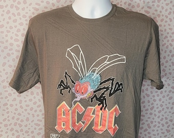 AC/DC Fly On The Wall Tour Concert Shirt, Charcoal Gray, Softstyle, by Rock Off
