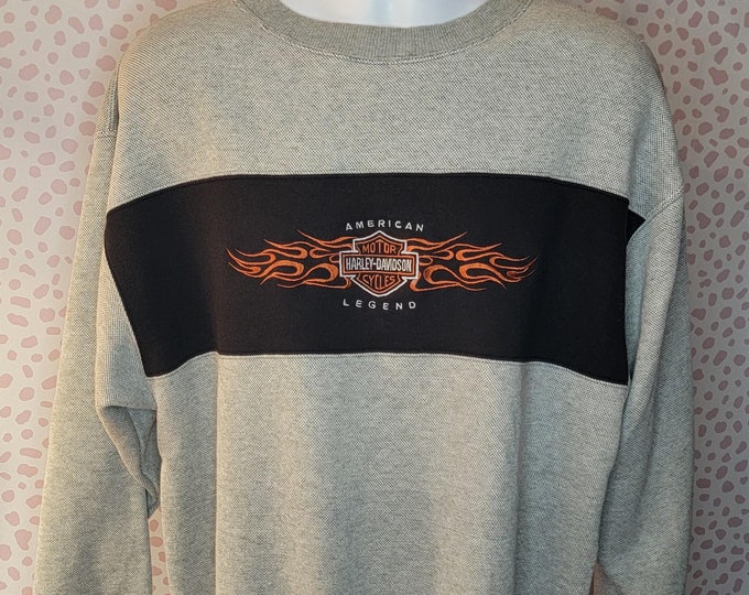 Harley-Davidson Advertising Sweatshirt, Men's XL Size cotton black type Vintage Second Hand