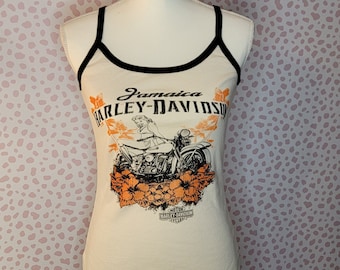 Harley Davidson Tank Top, Jamaica Harley Davidson, Women's Size Medium, Back Print, Spaghetti Straps, Super Cute, High Quality