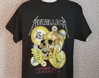 Metallica Shortest Straw Vintage Style Band Tee with Back Print in Men's Size