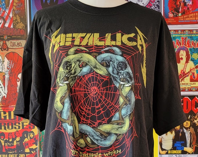 Featured listing image: Metallica Your Ruin, The Struggle Within, Vintage Style Concert Tee with Full Back Graphics, Men's Size, Gildan Heavy Cotton by Rock Off