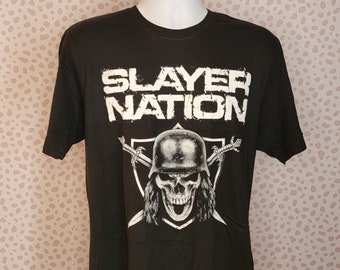 Slayer Nation World Tour with full Back Print Band Tee, Black Men's Size Gildan Softstyle T-Shirt