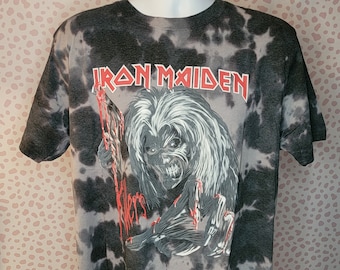 Iron Maiden Eddie Kills Again Dip Dyed Vintage Style Band Tee, Heavy Metal Music Band Tee, High Quality Tee by Rock Off