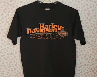 Harley Davidson Motorcycle Black Wolf T-Shirt, Back Print, I'll Huff and Puff and Blow Your Doors Off, Abingdon VA, Men's Size Medium