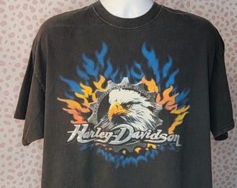 Vintage 2002 Harley Davidson Tee, Hollingsworth Harley Davidson, St. Augustine FL, Back Print, Men's Size XL, High Quality Vintage Tee