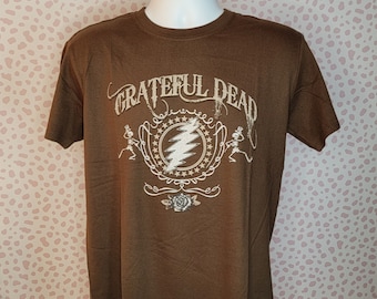 Grateful Dead Bolt Band Tee, High Quality Brown T-Shirt, Men's Size Medium, by Rock Off