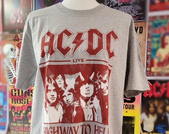 ACDC Highway to Hell World Tour 1979/1980 Vintage Style Band Tee, Maroon & Gray, High Quality Men's Size Tee