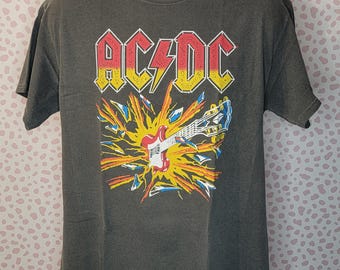 ACDC Vintage Style Band Tee, Blow Up Your Video, Smash Guitar, High Quality Men's Size Tee