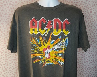 ACDC Vintage Style Band Tee, Blow Up Your Video, Smash Guitar, High Quality Men's Size Tee by Goodie Two Sleeves
