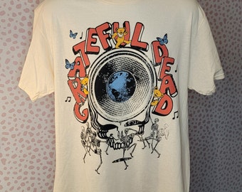 Grateful Dead Steal Your Face Vintage Style Band Tee, Sweet Cream Colored Tee, High Quality in Men's Size by Manic Merch