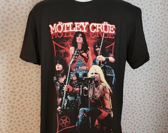 Motley Crue Live Montage High Quality Band Tee, Gildan Softstyle Men's Size T-Shirt by Rock Off