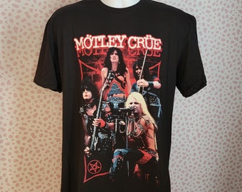 Motley Crue Live Montage High Quality Band Tee, Gildan Softstyle Men's Size T-Shirt by Rock Off